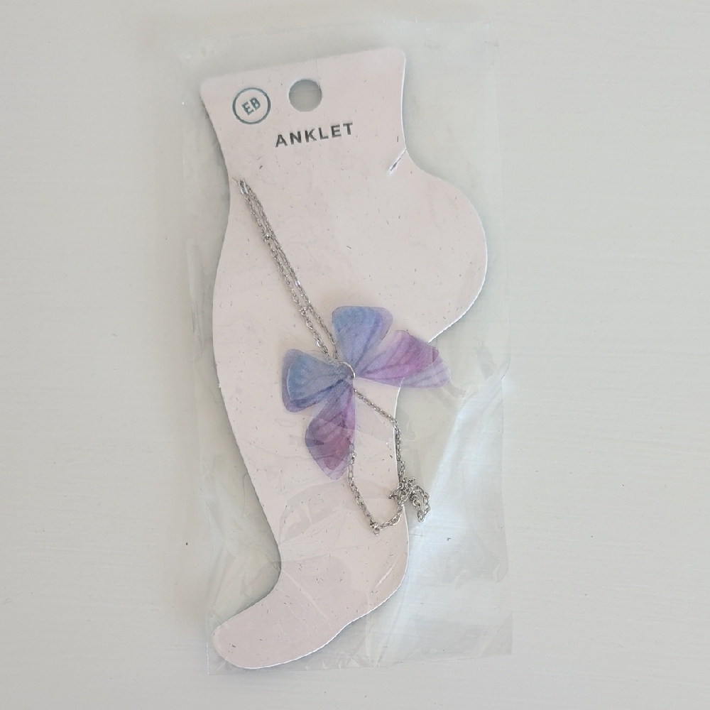 5 for $25 EARTHBOUND Butterfly Anklet - Purple and Blue